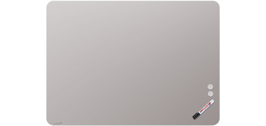 Tableau en verre mat 90x120cm - Warm Grey - Coin Arrondi - Legamaster