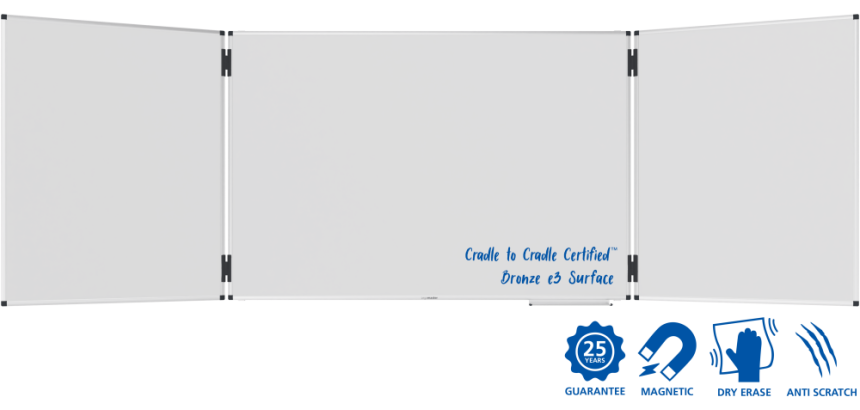 Tableau blanc triptyque émaillé UNITE PLUS 100x150cm - Legamaster