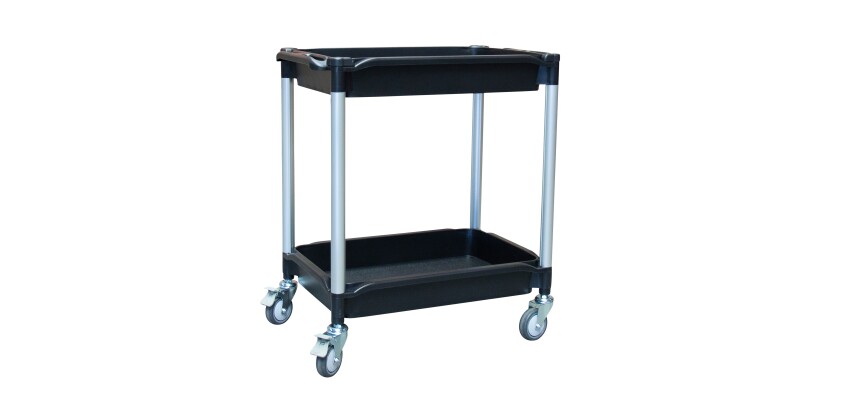 Desserte 2 plateaux bacs 180 kg 645 x 410 mm roue TPE
