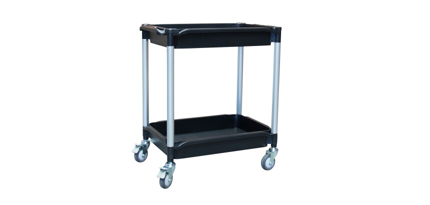 Desserte 2 plateaux bacs 180 kg 645 x 410 mm roue TPE
