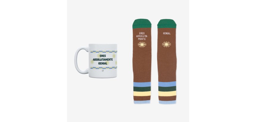 Kit Taza + Calcetines "Eres absolutamente genial" talla 42-46