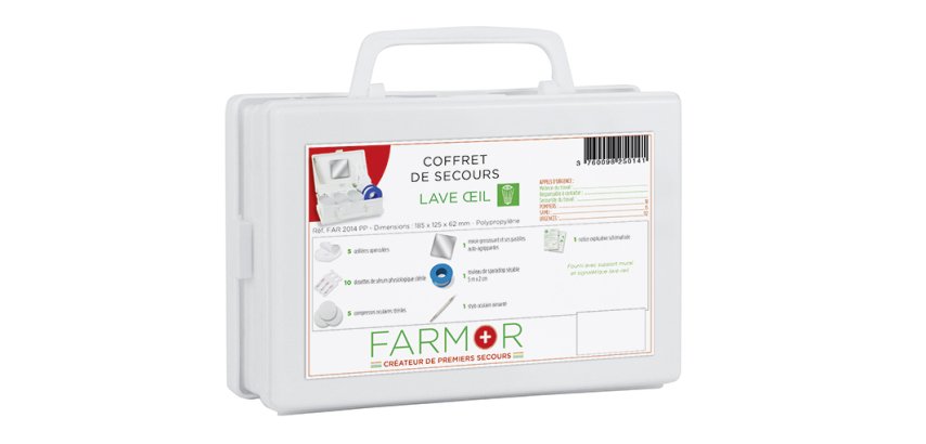 Coffret de secours Lave œil  avec stylo oculaire