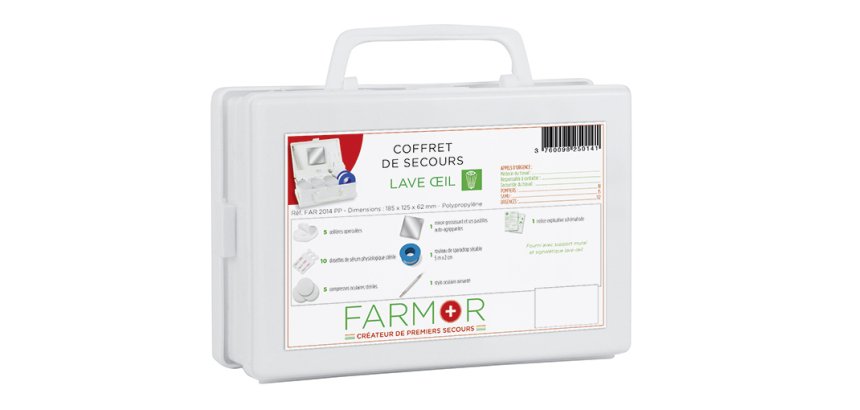 Coffret de secours Lave œil  avec stylo oculaire