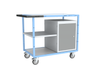 Servante établi équipée demi plateau tôle + 1 bloc porte plateau bois mélaminé 250 kg roue TPE
