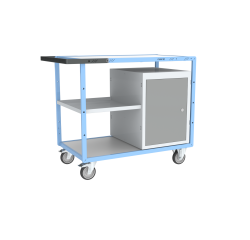 Servante établi équipée demi plateau tôle + 1 bloc porte plateau bois mélaminé 250 kg roue TPE