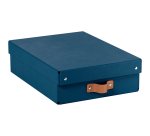 Caja de almacenamiento Leitz Puro con tapa, media baja, 8L, cartón 100% reciclado, paquete de 2 - Azul marino - 8