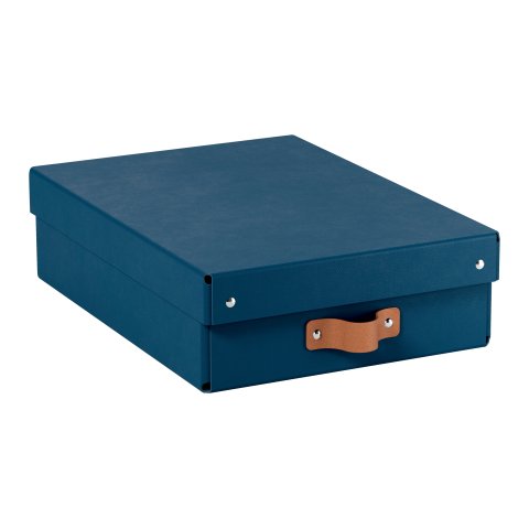 Caja de almacenamiento Leitz Puro con tapa, media baja, 8L, cartón 100% reciclado, paquete de 2 - Azul marino - 8