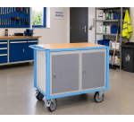 Servante établi équipée 2 blocs porte plateau médium 1060 x 680 mm 500 kg roue TPE