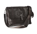 Leather messenger bag with integrated sleeve for 15.6" laptop