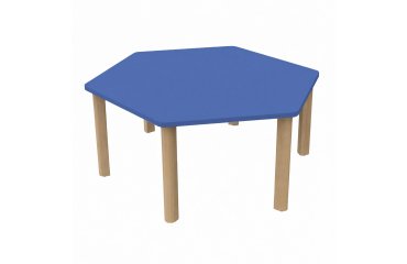 Table Fabiano Kids hexagonale avec pieds en bois - Taille T1 - Ecole maternelle
