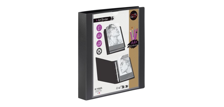 Classeur 4 anneaux plastifié CREATIV'GALLERY VIQUEL personnalisable A4 - Dos 4 cm - coloris noir