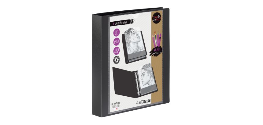 Classeur 4 anneaux plastifié CREATIV'GALLERY VIQUEL personnalisable A4 - Dos 4 cm - coloris noir