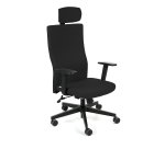 Chaise de bureau ergonomique TEAM PLUS, tissu, avec accoudoirs 1D et appui-tête, mécanisme synchrone, pieds noirs