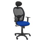 Silla de oficina Alocén malla con brazos regulables y cabecero - Asiento azul