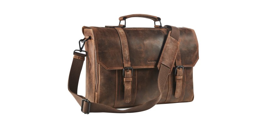 Lederen aktentas met laptop pocket 15,6"

