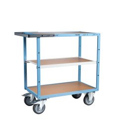 Servante mécano-soudée 3 plateaux médium 400 kg 850 x 500 mm roue TPE