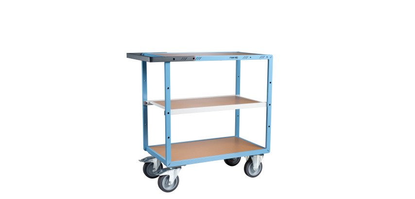 Servante mécano-soudée 3 plateaux médium 400 kg 850 x 500 mm roue TPE