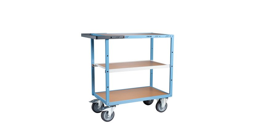 Servante mécano-soudée 3 plateaux médium 400 kg 850 x 500 mm roue TPE