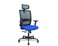 Silla de oficina Haches con reposabrazos 2D y cabecera - Azul