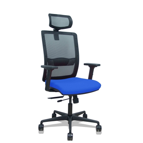 Silla de oficina Haches con reposabrazos 2D y cabecera - Azul