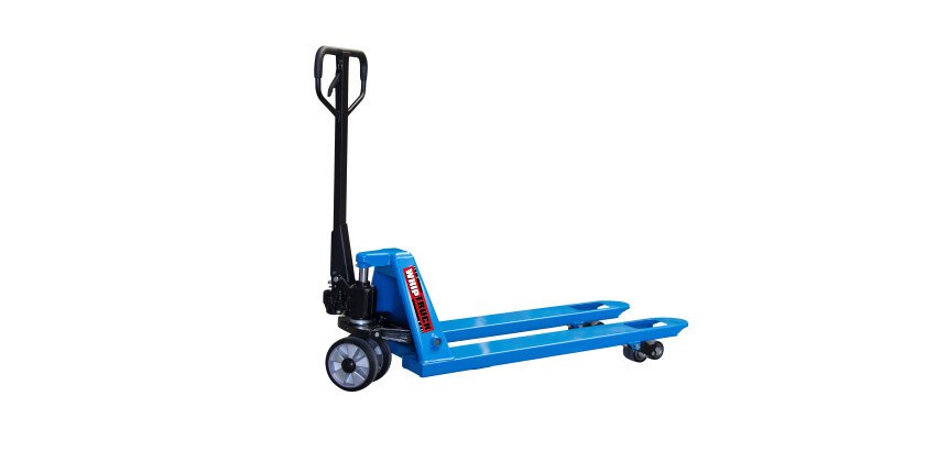 Transpalette manuel 2500 kg 1150 mm boggies polyuréthane