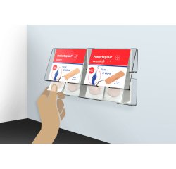 Distributeur mural de 76 pansements chairs : 40 en plastique PE + 36 en tissu élastique