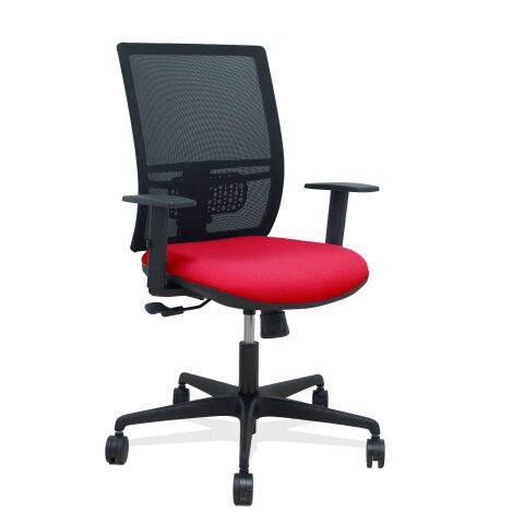 Silla de oficina Yunquera sincronizada malla brazos regulables - Rojo