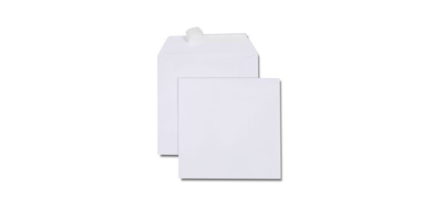 Boîte de 500 enveloppes carrées blanches 220x220 120 g/m² bande de protection
