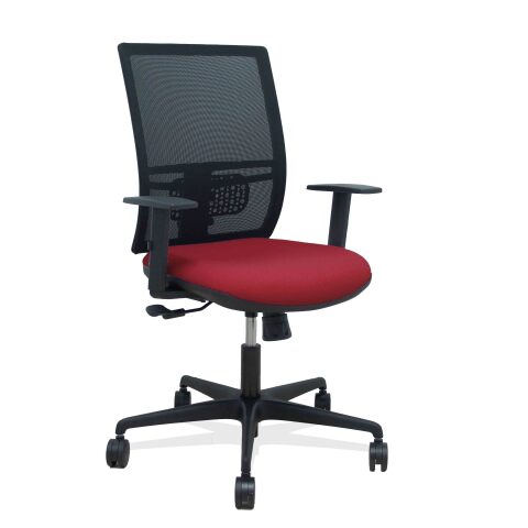 Silla de oficina Yunquera sincronizada malla brazos regulables - Burdeos