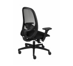 Chaise de bureau ergonomique NODI NOIR, Tissu et maille, avec accoudoirs 3D, mécanisme synchrone avec réglage profondeur, pieds noirs