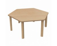 Table Fabiano Kids hexagonale avec pieds en bois - Taille T2 - Ecole maternelle