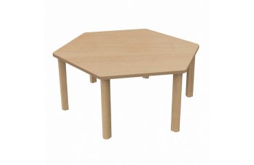 Table Fabiano Kids hexagonale avec pieds en bois - Taille T2 - Ecole maternelle