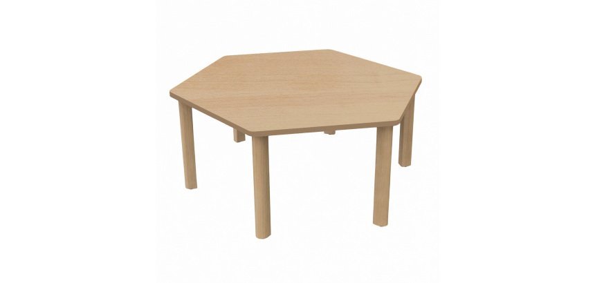 Hexagonale Fabiano Kids tafel met houten poten - Kleuterschool