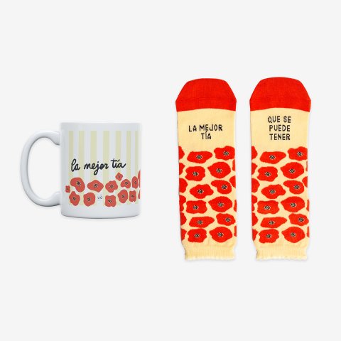 Kit Taza + Calcetines "La mejor tía que se puede tener" Fam Talla 36-41