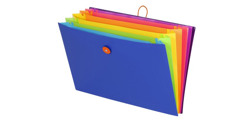 Trieur plastique Viquel Happy Fluo à soufflet 6 divisions noir