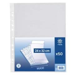 Pochettes perforées VIQUEL A4 polypropylène lisse 5/100e- sachet de 50