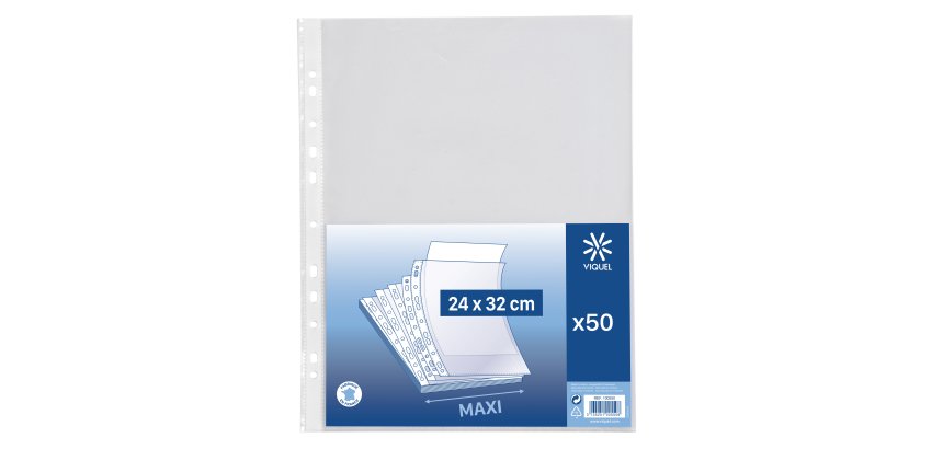 Pochettes perforées VIQUEL A4 polypropylène lisse 5/100e- sachet de 50
