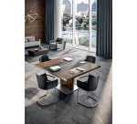 Xennon meeting table L.141 x D.140 cm with leather insert