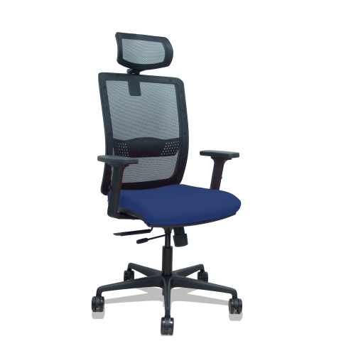 Silla de oficina Haches con reposabrazos 2D y cabecera - Azul marino