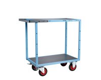 Servante mécano-soudée 2 plateaux tôle galvanisée 400 kg 850 x 500 mm roue caoutchouc