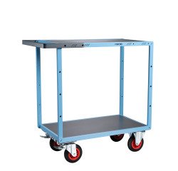 Servante mécano-soudée 2 plateaux tôle galvanisée 400 kg 850 x 500 mm roue caoutchouc