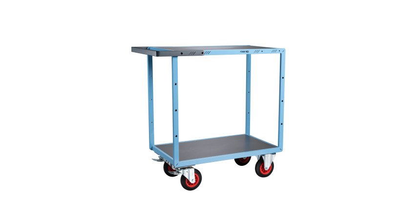 Servante mécano-soudée 2 plateaux tôle galvanisée 400 kg 850 x 500 mm roue caoutchouc