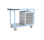 Servante établi équipée 1 bloc 4 tiroirs plateau bois mélaminé 250 kg roue TPE
