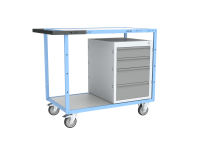 Servante établi équipée 1 bloc 4 tiroirs plateau bois mélaminé 250 kg roue TPE