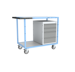Servante établi équipée 1 bloc 4 tiroirs plateau bois mélaminé 250 kg roue TPE