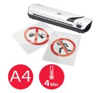 Set de plastificadora GBC Inspire+ A4 blanca + recortadora + cizalla + pack fundas plastificación