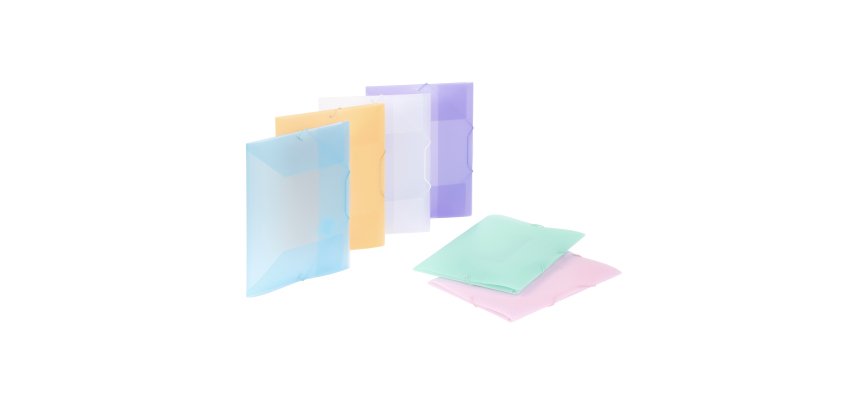 Chemise à élastique 3 rabats plastique Viquel Propysoft 23 x 32 cm dos 1,5 cm couleurs assorties
