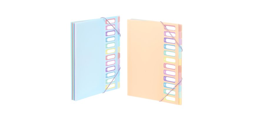 Trieur Extensible 12 compartiments A4 - Rainbow Pastel - Viquel - 25,5 x 32 cm