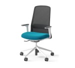 Chaise de bureau ROCKIT tissu et maille - Dossier haut - accoudoirs 1D - structure blanche