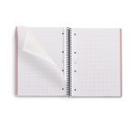 Notebook Eco Emotions, Carton recyclé, A4, quadrillage 5x5 mm, 80 feuilles de 1 couleur, Miquelrius, Rose.
